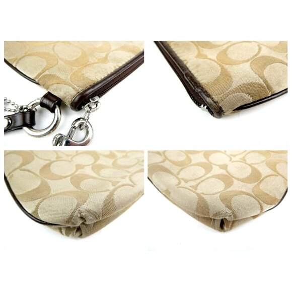 Coach Signature Khaki Brown Ashley Wristlet - Picture 9 of 12